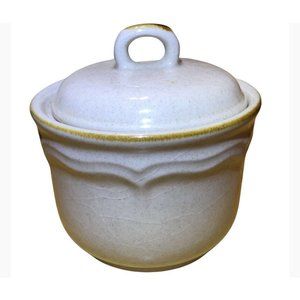 International Stoneware Tan Brown Trim Sugar Bowl With Lid Made In Japan Details